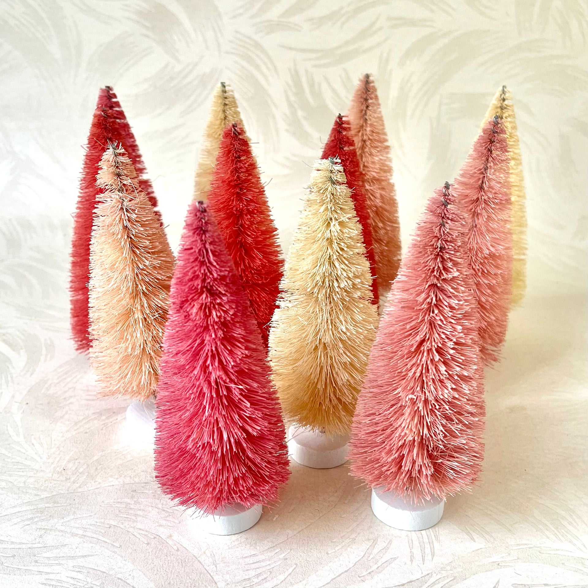 Pretty in Pastel Mini Bottle Brush Trees in Box - Set of 7