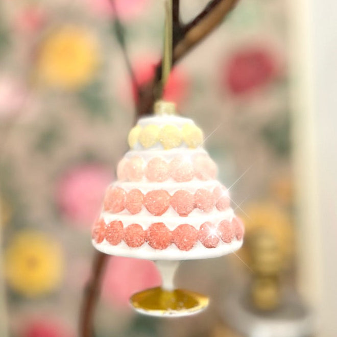 Glittered Macaroon Cake Ornament
