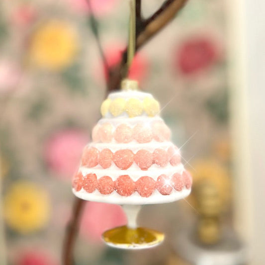 Glittered Macaroon Cake Ornament