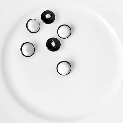 Round Black & White Shank Button - Multiple Sizes