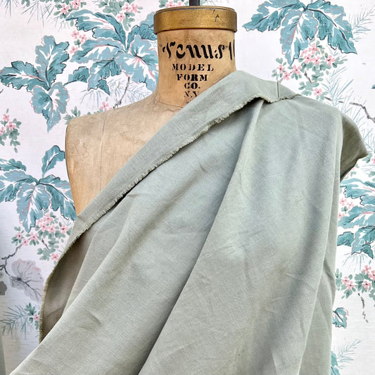 Khaki Green Medium Weight Linen Fabric - Half Yard