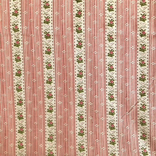 Charming Floral Stripe Fabric - Vintage