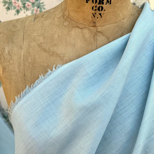 Lightweight Light Blue Chambray Linen Fabric - Half Yard
