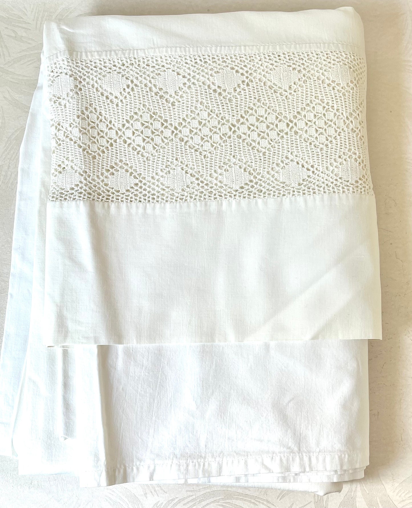 Vintage Cotton Crochet Insert Edge Sheet