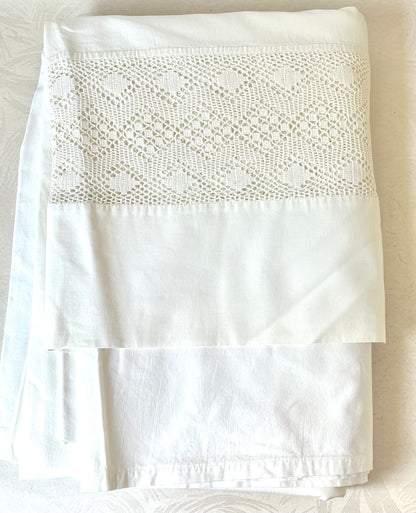Vintage Cotton Crochet Insert Edge Sheet