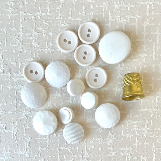 Vintage White Plastic Button Assortment