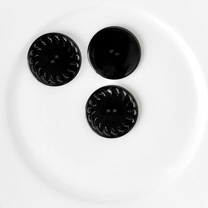 Flat Swirl Black 2 Hole Buttons - Vintage - Multiple Sizes