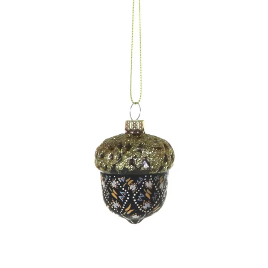 Glass Homespun Acorn Ornament