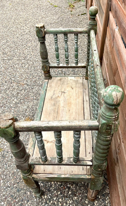 Amazing Antique Tramp Art Bench