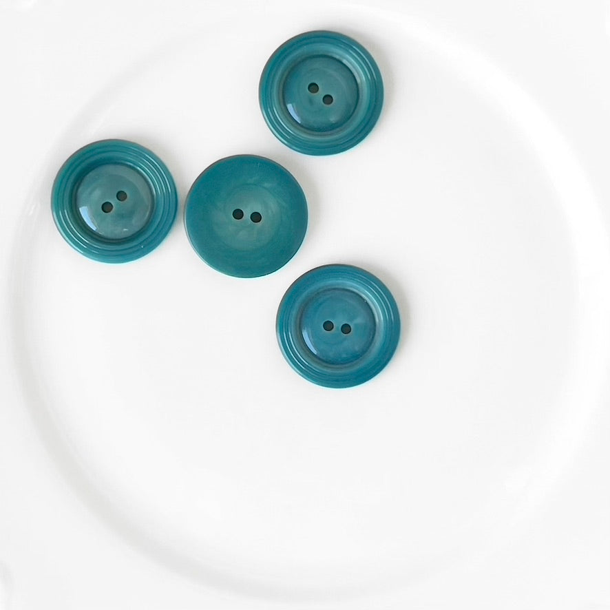 26MM 2 Hole Teal Button - Vintage