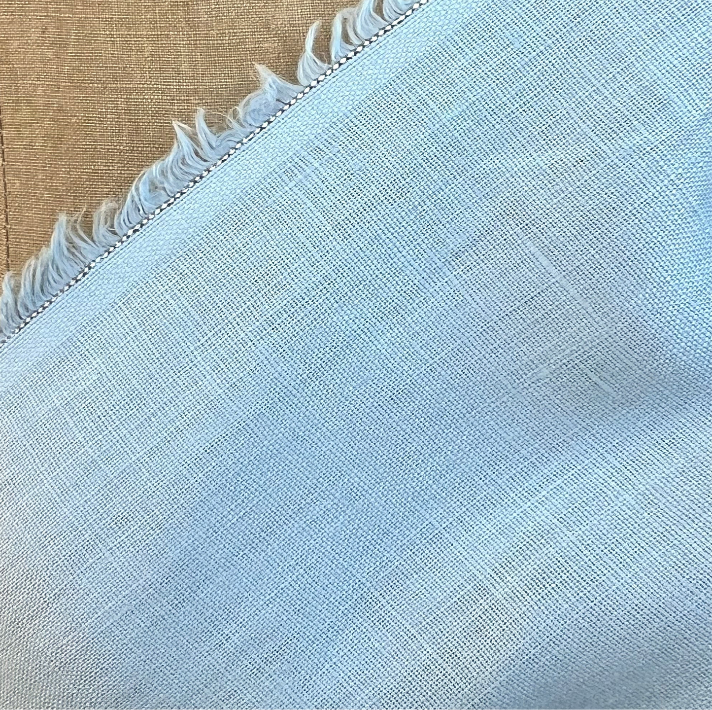 Lightweight Light Blue Chambray Linen Fabric - Half Yard