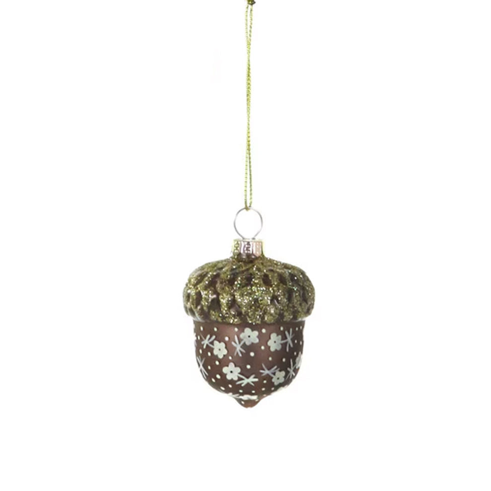 Glass Homespun Acorn Ornament