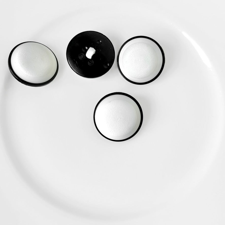 Round Black & White Shank Button - Multiple Sizes