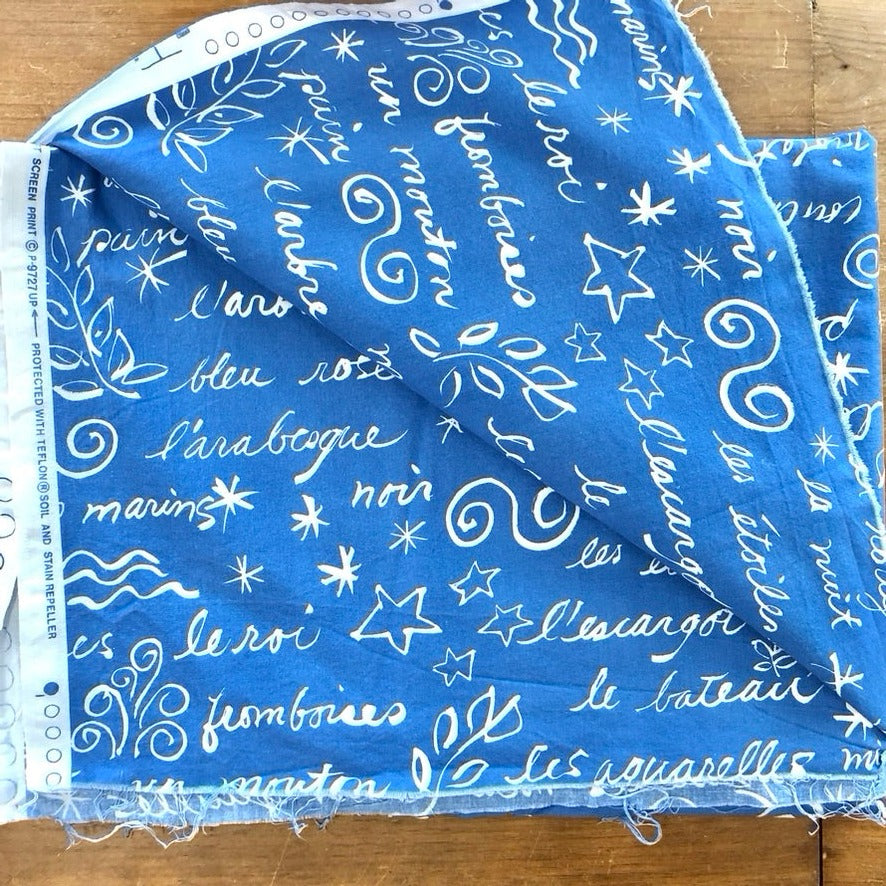 French Script Decorator Fabric - Vintage