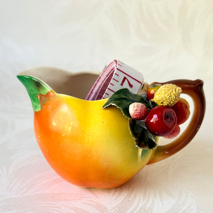 Antique Peaches Sugar & Creamer Pincushion Set