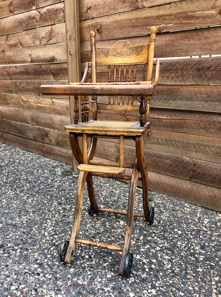 Victorian High-Low Wood High Chair
