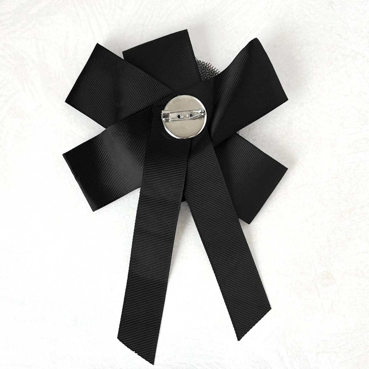 Black & White Jeweled Bow Brooch 7-3/4"
