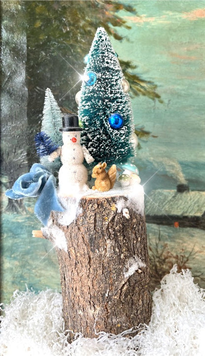 Cheerful Snowman Forest Scene