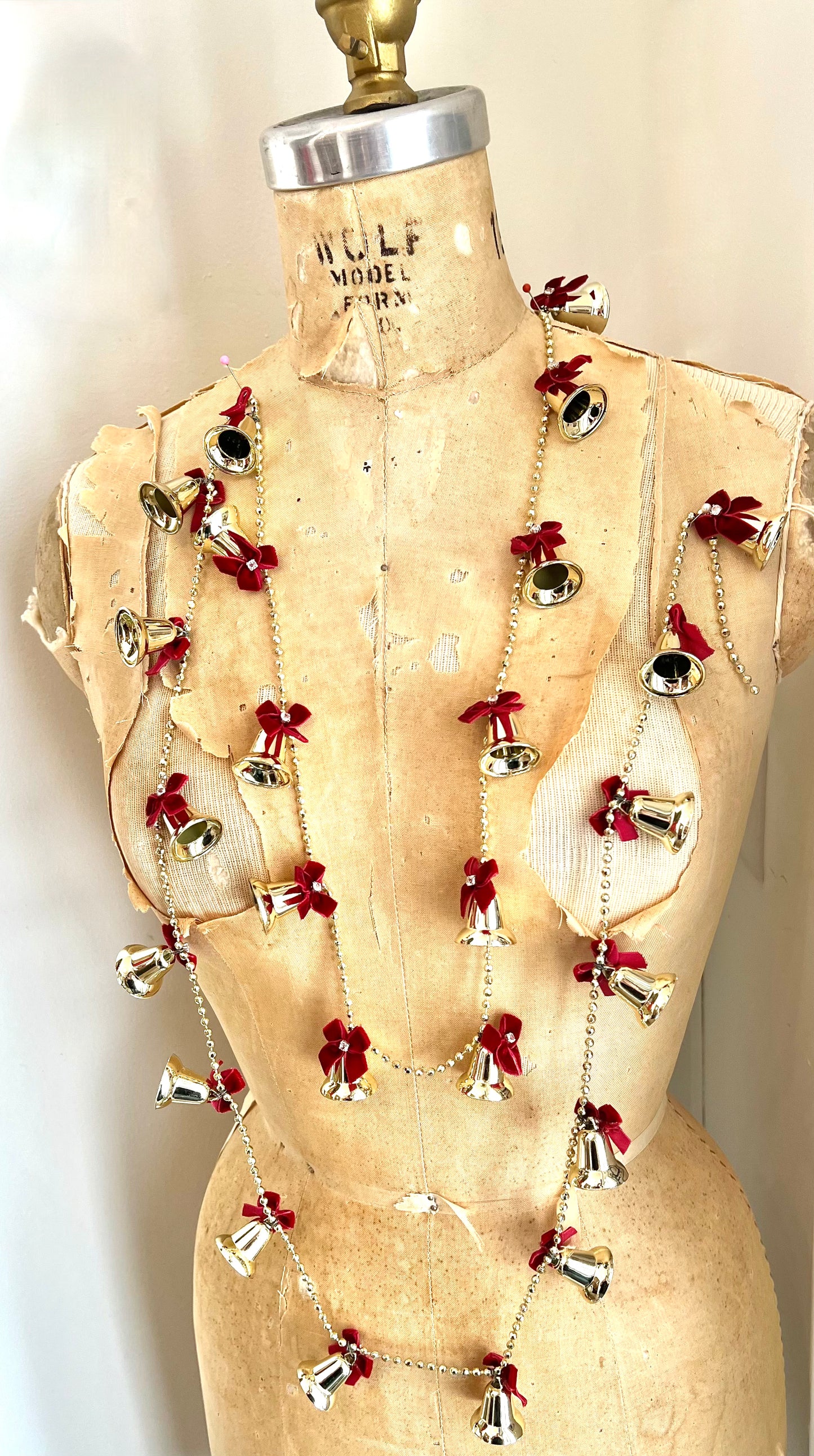 Vintage Bell Garland with Velvet Bows