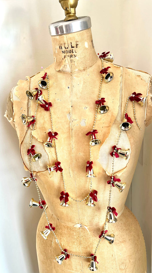 Vintage Bell Garland with Velvet Bows