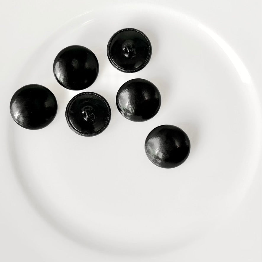 23MM Black Vinyl Covered Shank Button - Vintage