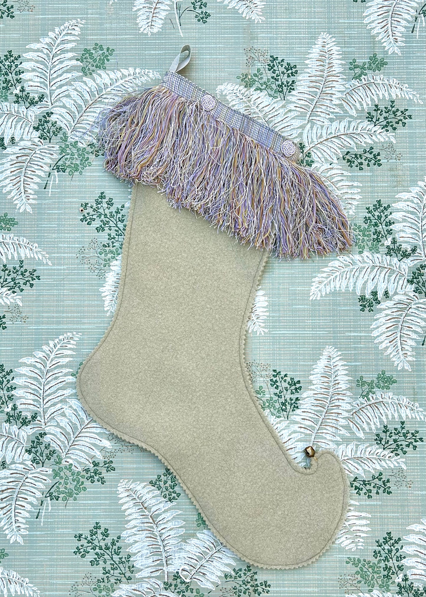 Vintage Wool Stockings - Pale Green & Lavender Fringe