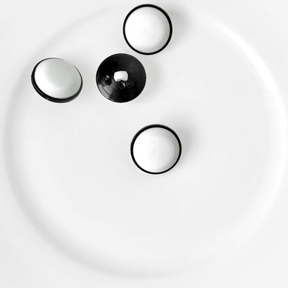 Round Black & White Shank Button - Multiple Sizes