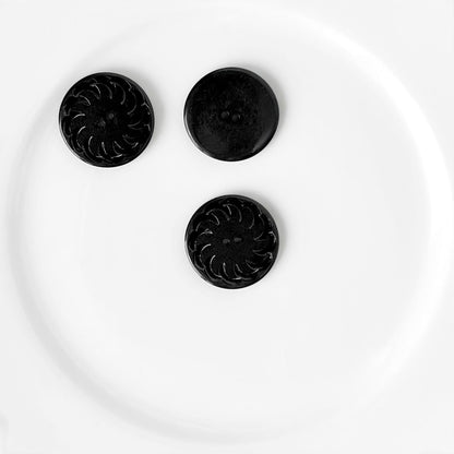 Flat Swirl Black 2 Hole Buttons - Vintage - Multiple Sizes