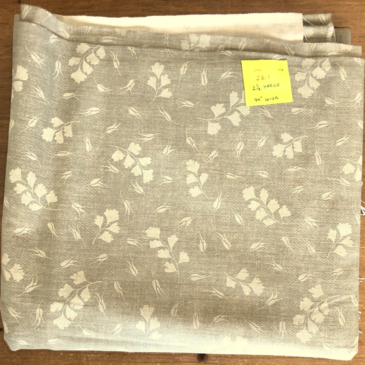 Scattered Ginkgo Leaves on Brushed Denim Fabric - Vintage