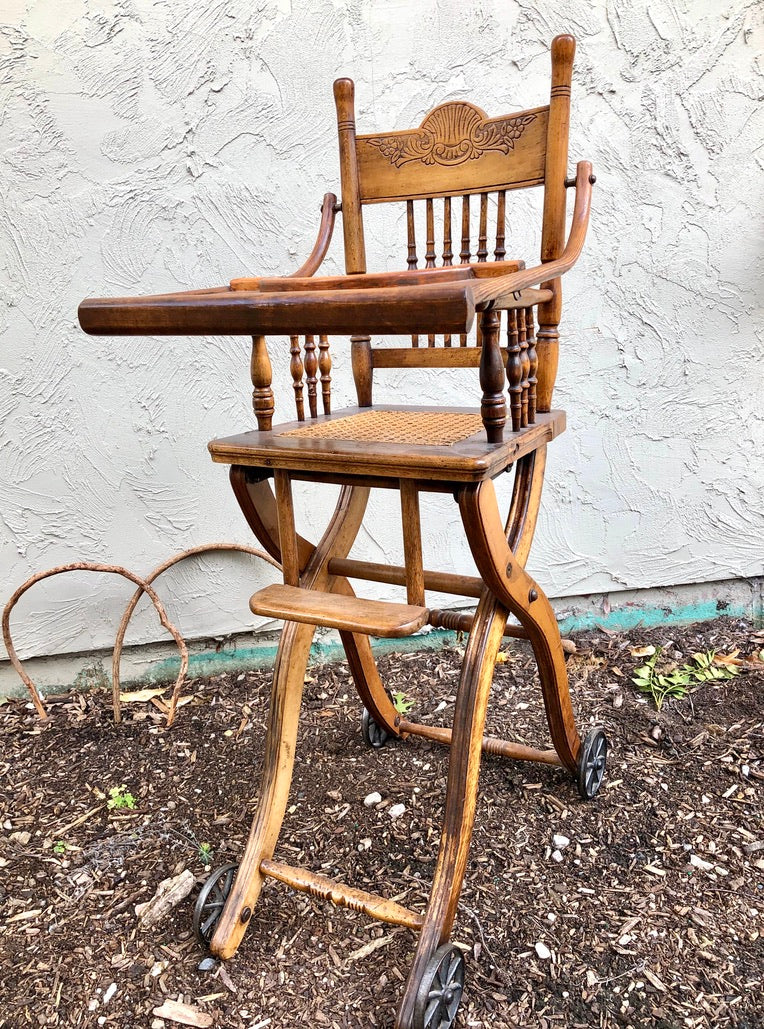 Victorian High-Low Wood High Chair