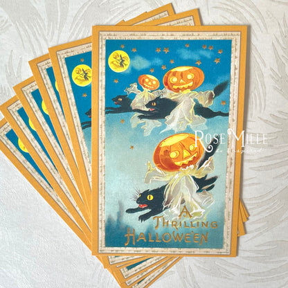 Flying Pumpkin Ghosts - Layering PostCards