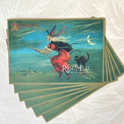 Flying Witch with Cat - Layering PostCards