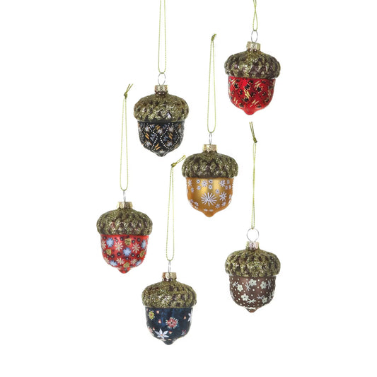 Glass Homespun Acorn Ornament