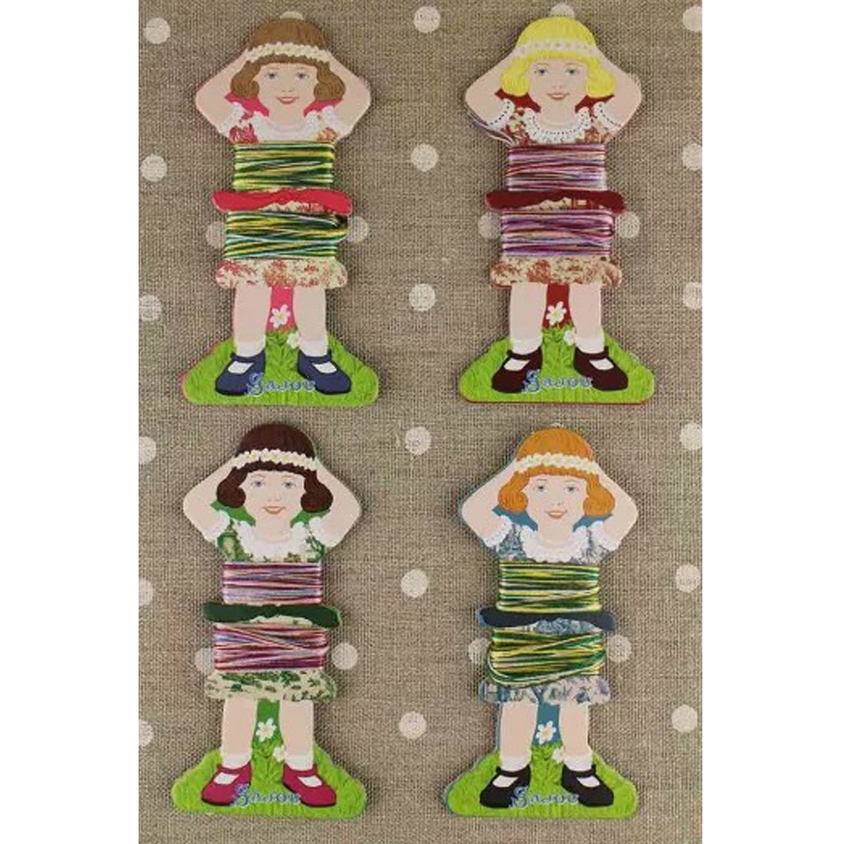 Storage Thread Ribbon Cards - Girls Family 4- Sajou France