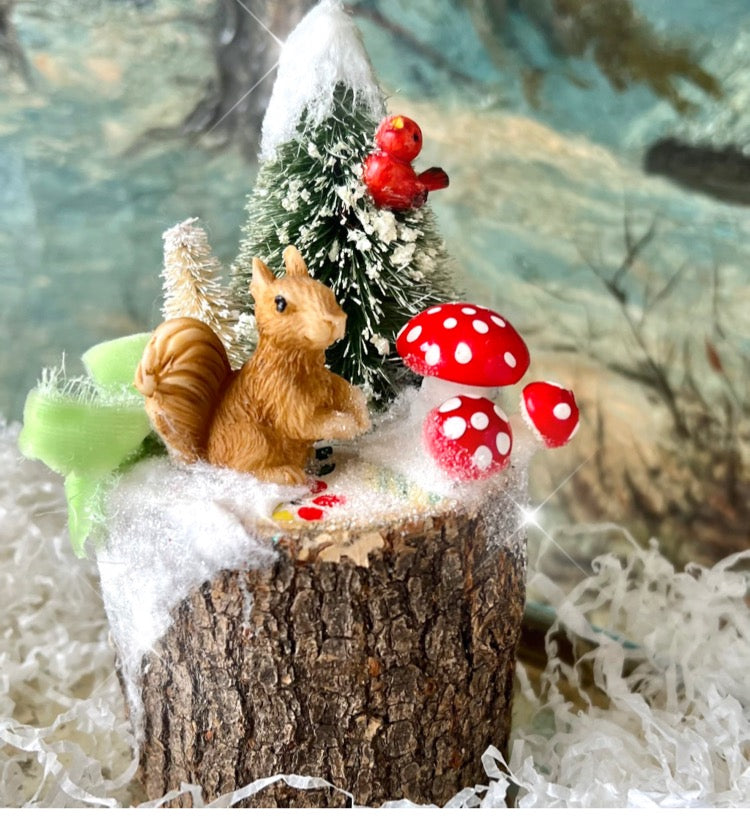 Holiday Squirrel Forest Scene