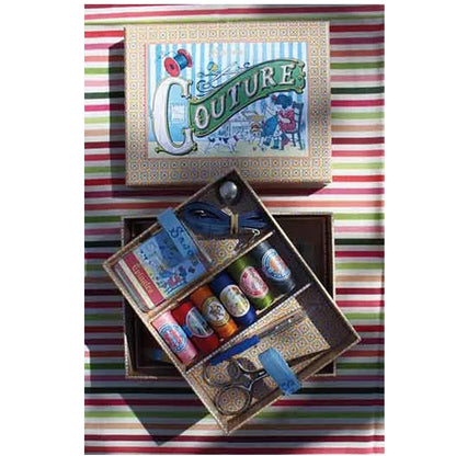 Filled sewing box - Little girl repairing her doll - Sajou
