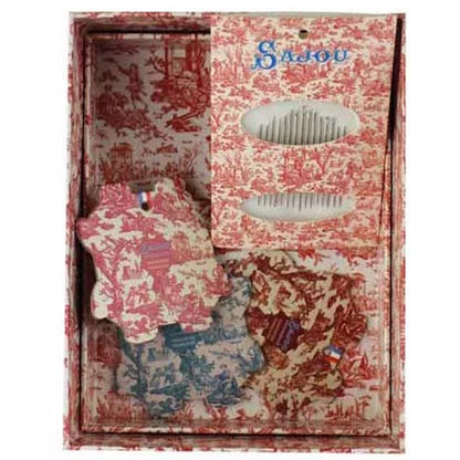 Filled sewing box - red Toile de Jouy - Sajou