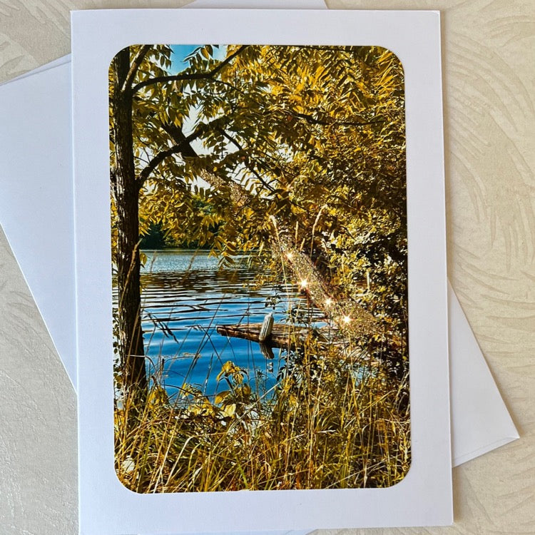 Dock on Lake through Glittered Trees