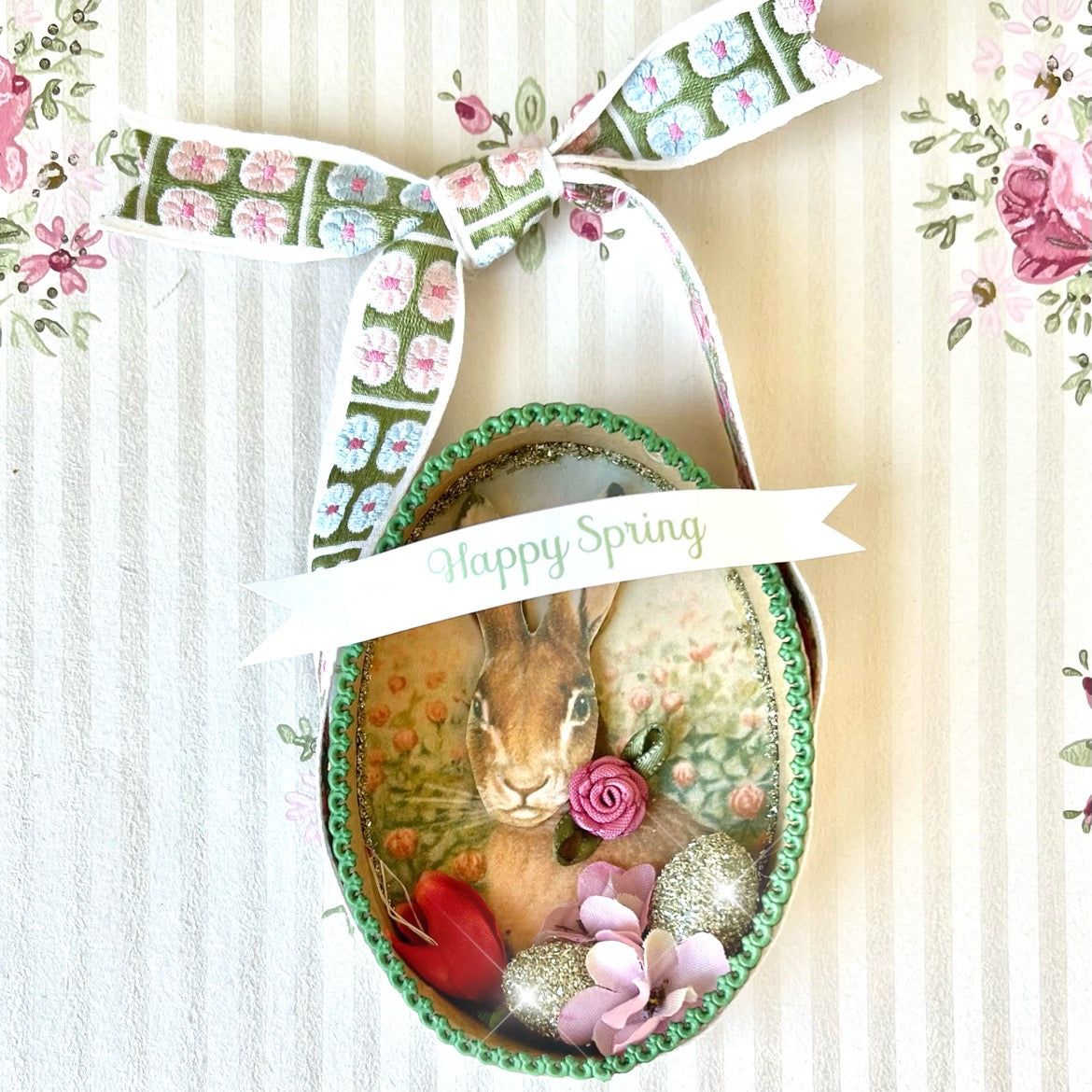 Lovely Rabbit Shadow Box Ornament Kit β Rose Mille