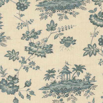 Fleur De Paris Pearl French Blu Fabric - Half Yard
