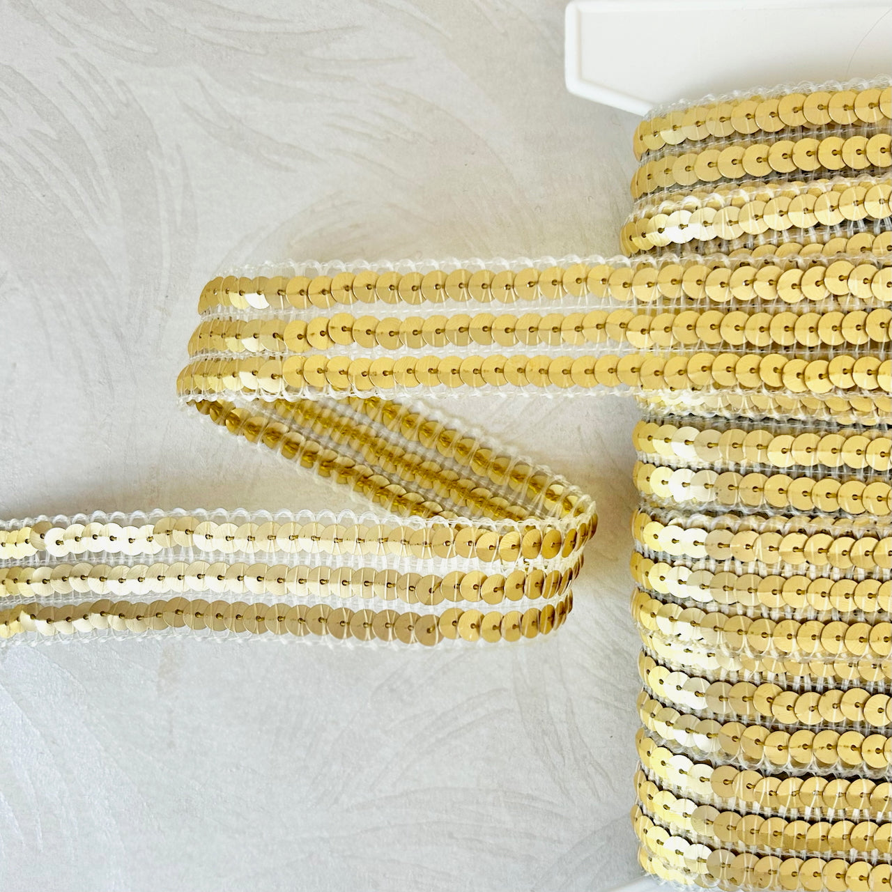 Gold Rib Trim Matte Gold Sequin Trim on Nylon – Rose Mille