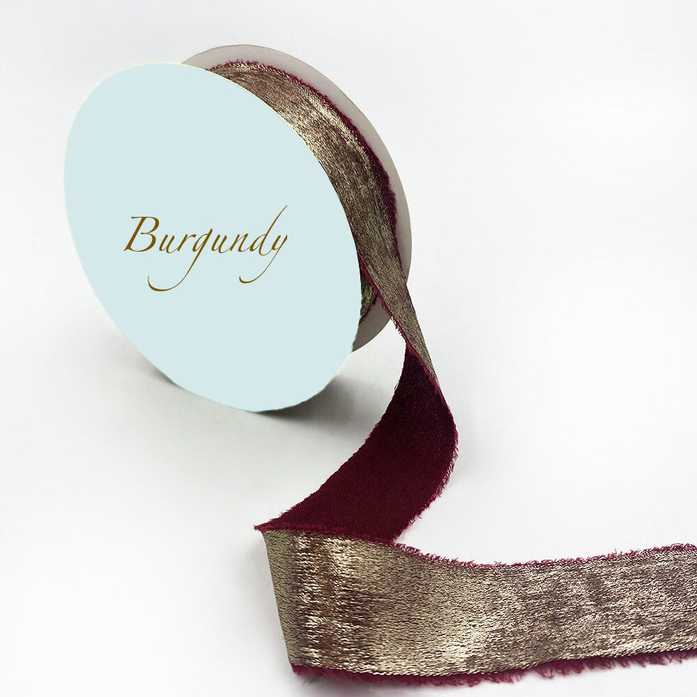Metallic Gold Chiffon Frayed Edge Ribbon - Multiple Colors