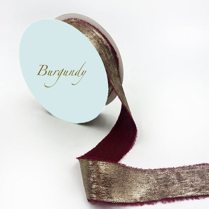 Metallic Gold Chiffon Frayed Edge Ribbon - Multiple Colors