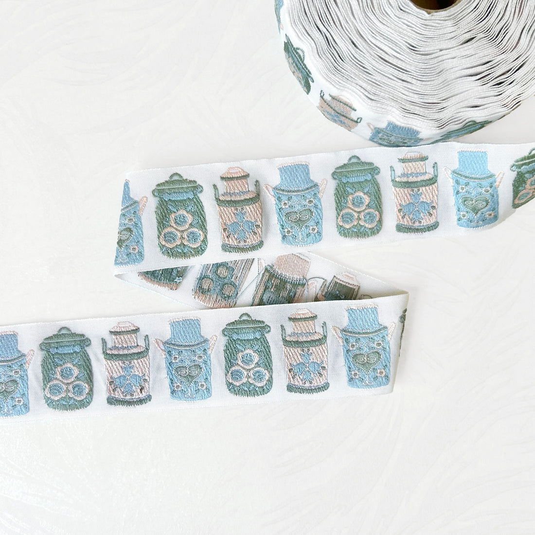 Milk Jugs, Organic Cotton Jacquard Ribbon – Rose Mille