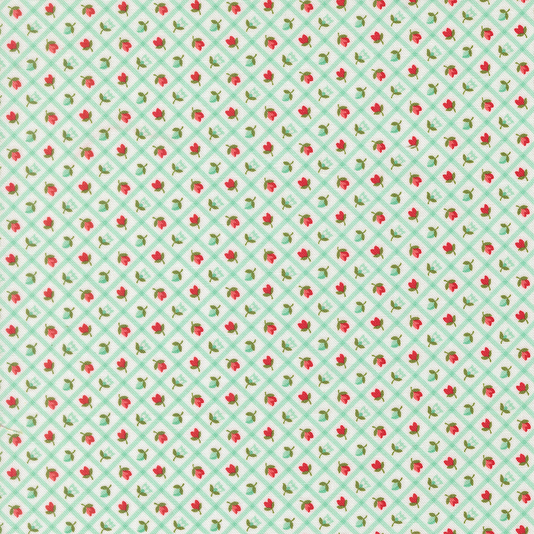Moda_Check_Checks_And_Plaids_Flower_Fabric_Aqua