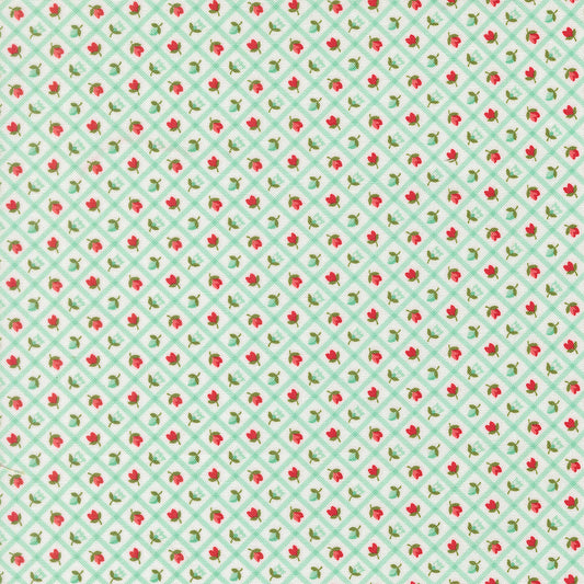 Moda_Check_Checks_And_Plaids_Flower_Fabric_Aqua