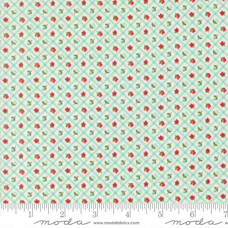 Moda_Check_Checks_And_Plaids_Flower_Fabric_Aqua