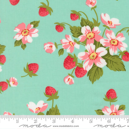 Moda_In_Bloom_Floral_Strawberries_Fabric_Aqua