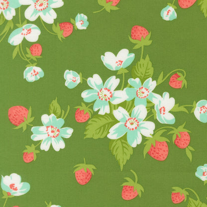 Moda_In_Bloom_Floral_Strawberries_Fabric_Green