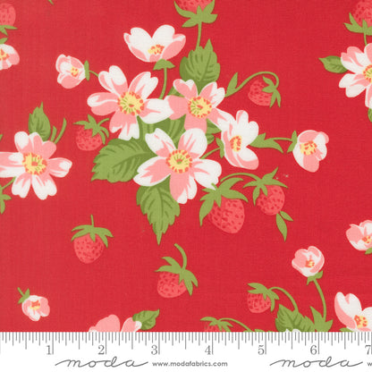 Moda_In_Bloom_Floral_Strawberries_Fabric_Red